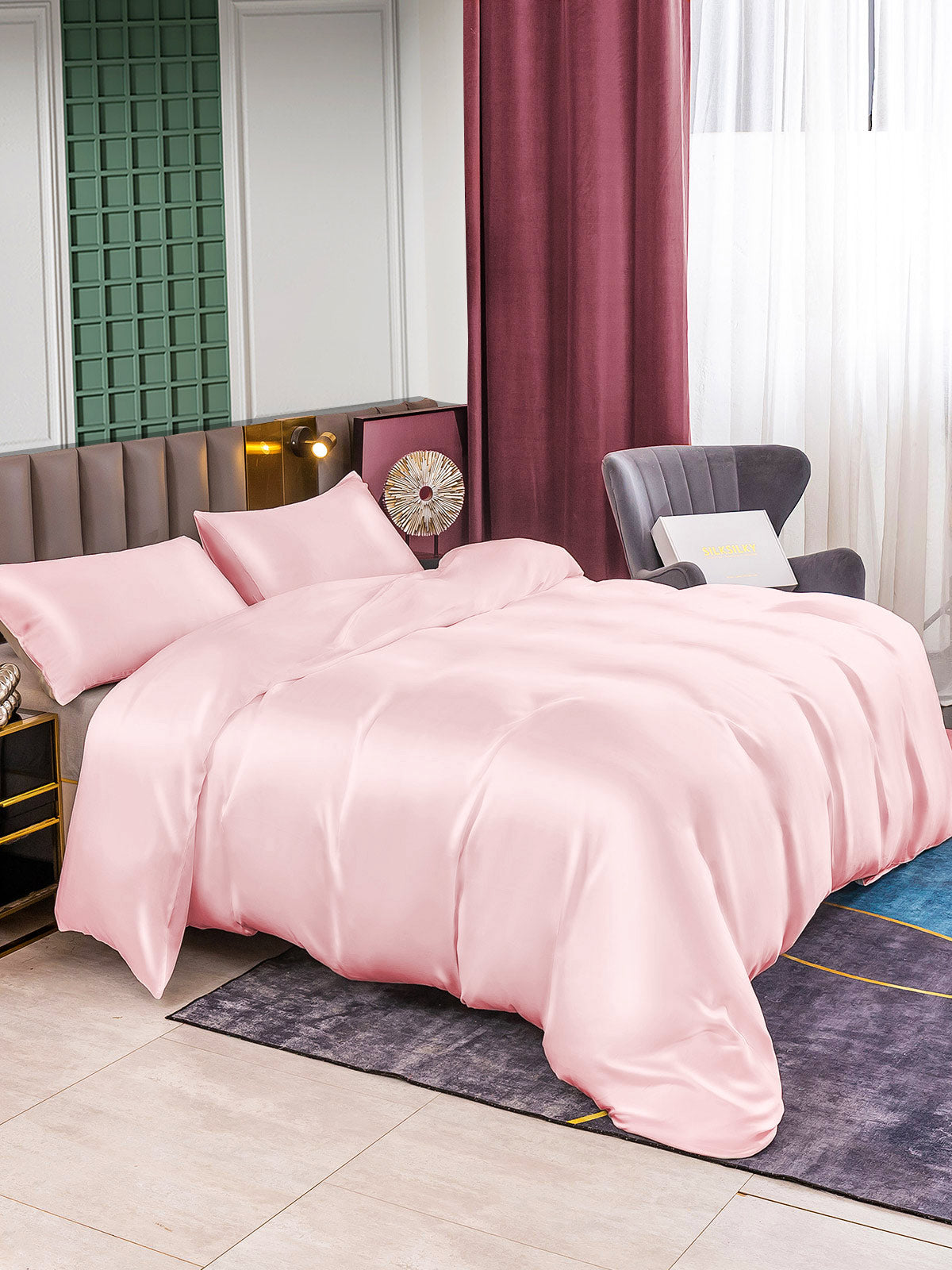 [Rose] SilkSilky-FR 25Momme Pure Soie Bedding Set 004