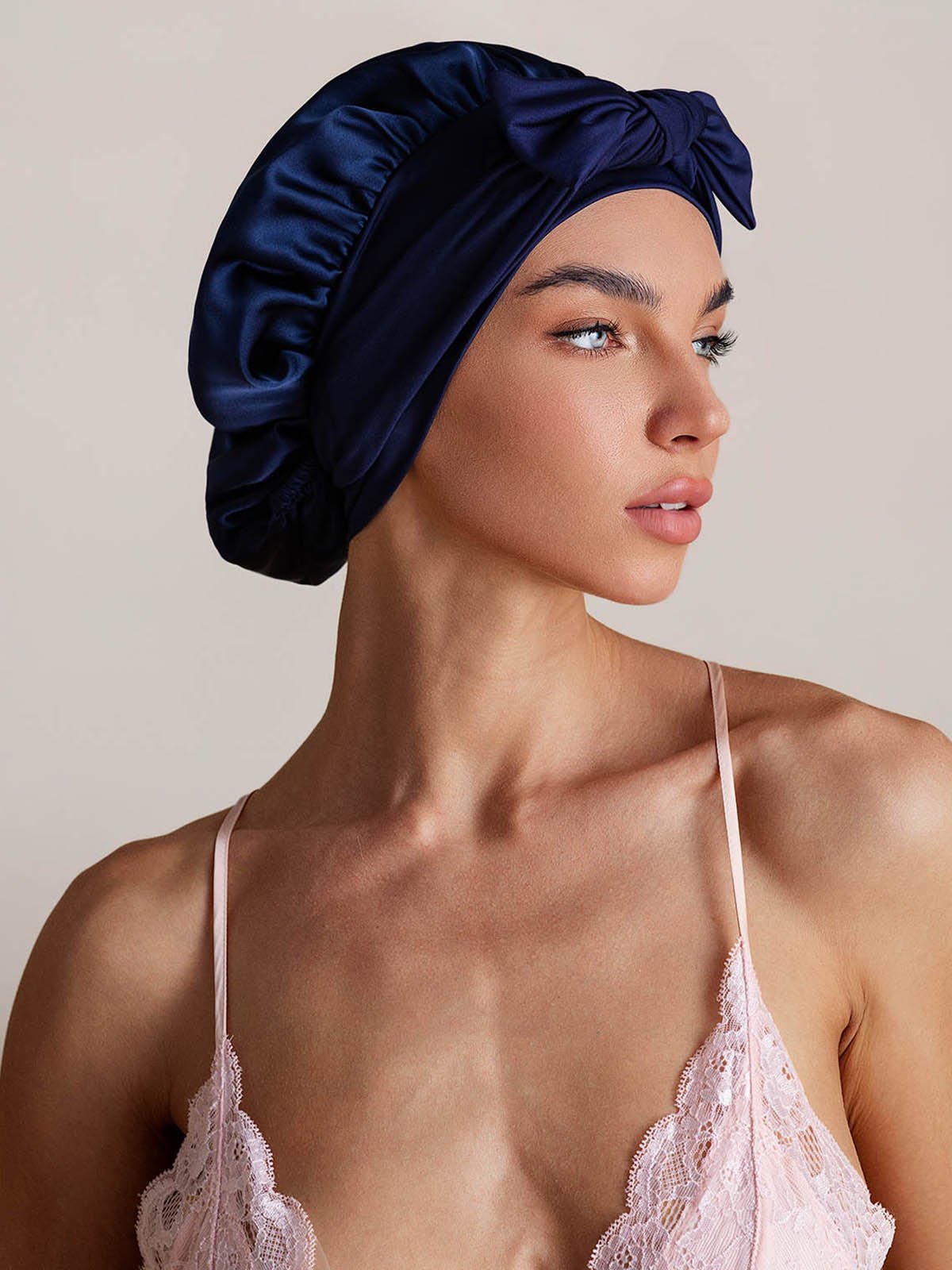 SilkSilky-FR Soie Sleep Cap BleuFoncé 001