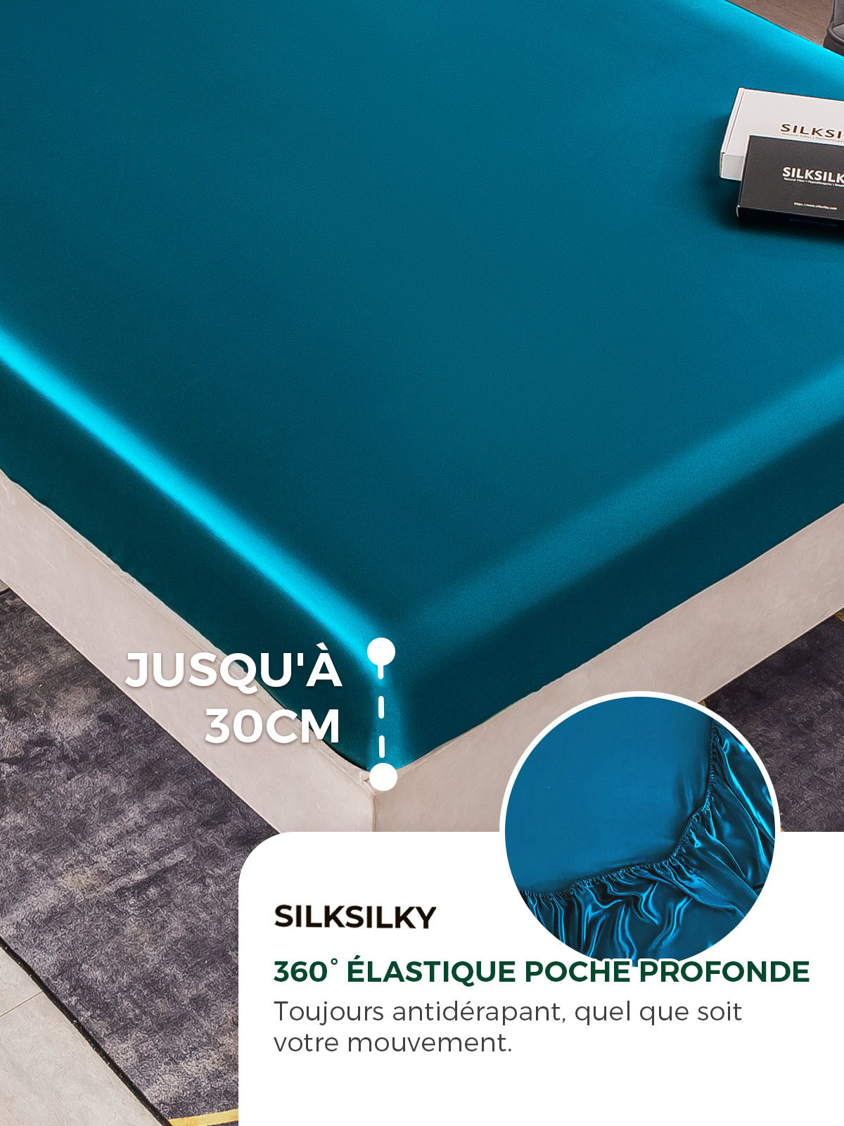 [Bleu Royal] SilkSilky-FR 22Momme Pure Soie Bedding Set 004