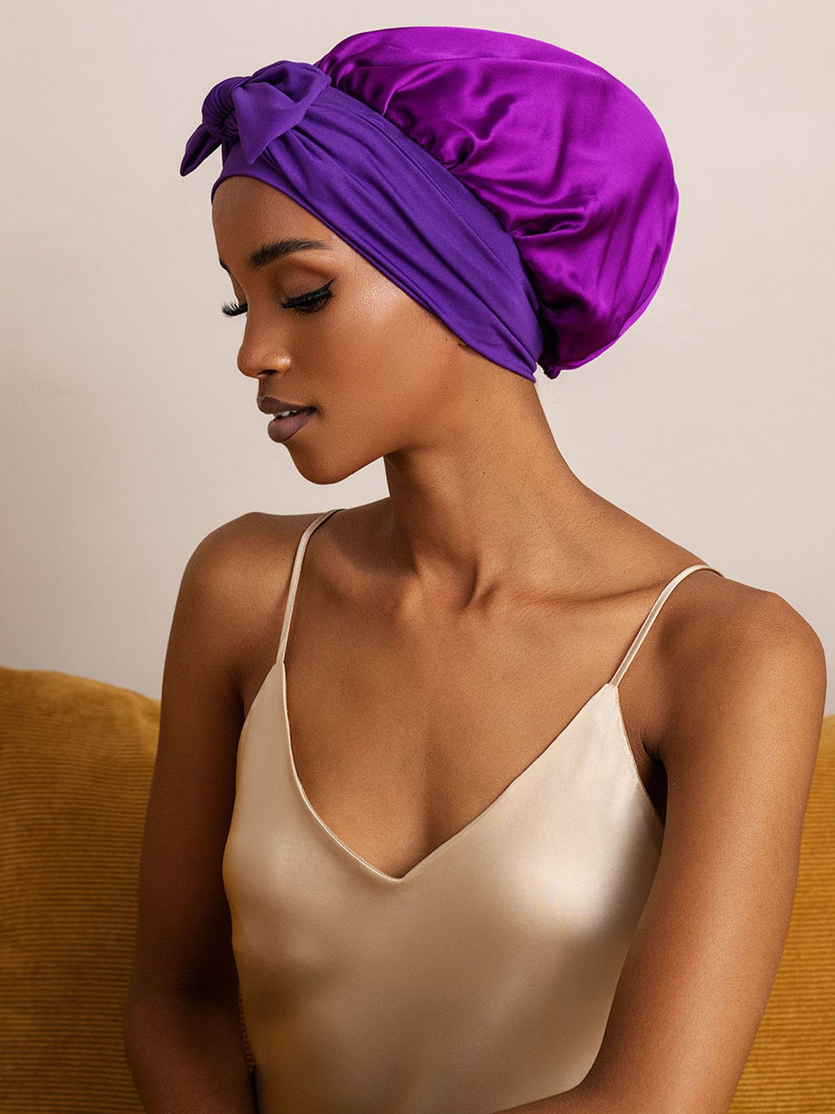 SilkSilky-FR Soie Sleep Cap Violette 002