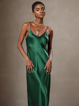 [Vert] SilkSilky-FR Sleeveless V Neck Robes 003