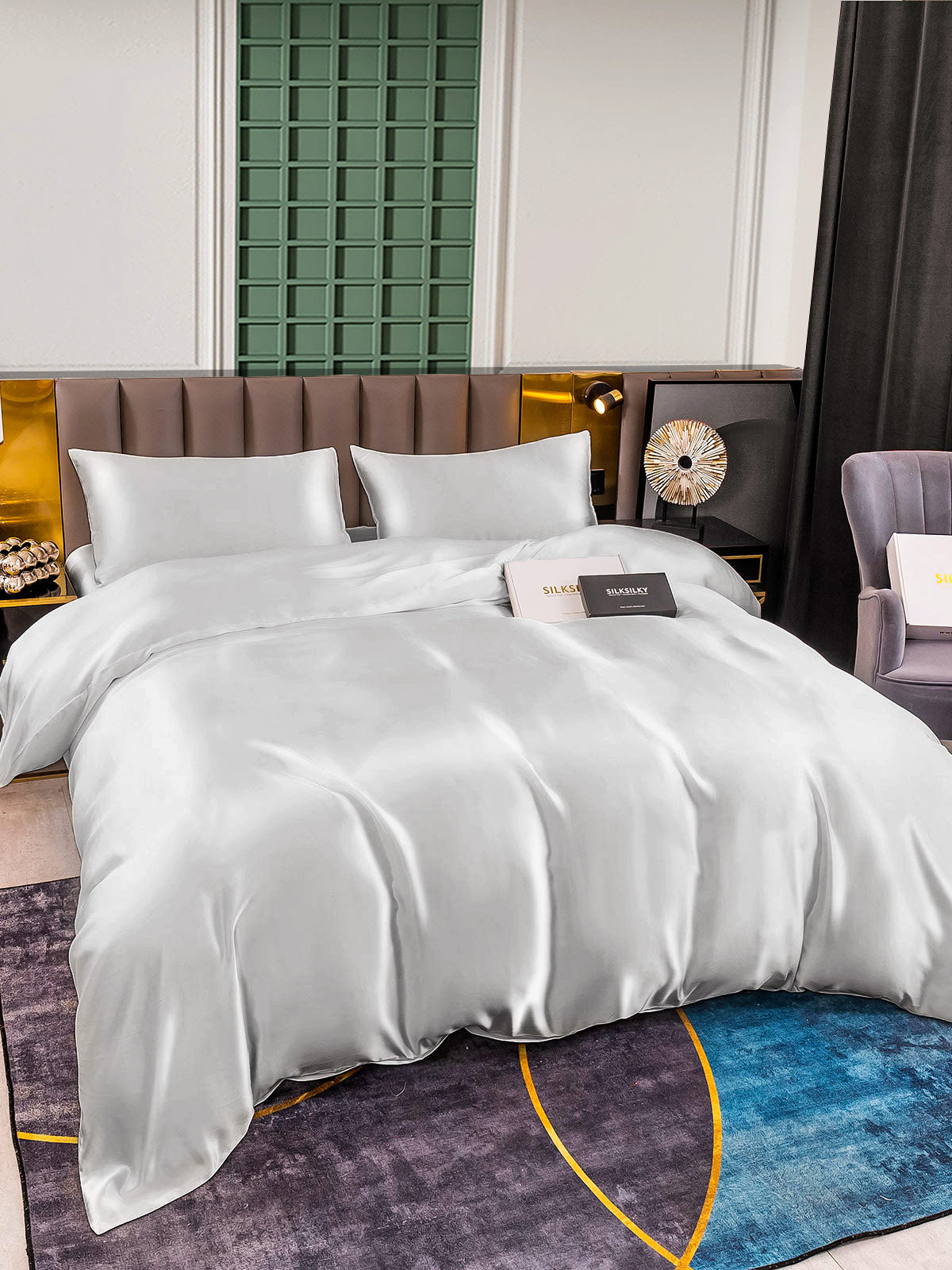 [Argent] SilkSilky-FR 25Momme Pure Soie Bedding Set 001