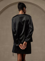 [Noir] SilkSilky-FR 19Momme Manches longues Femme Manteaux 002