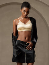 [Noir] SilkSilky-FR 19Momme Manches longues Femme Manteaux 006