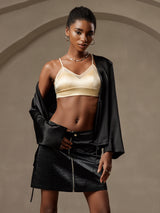 [Noir] SilkSilky-FR 19Momme Manches longues Femme Manteaux 007