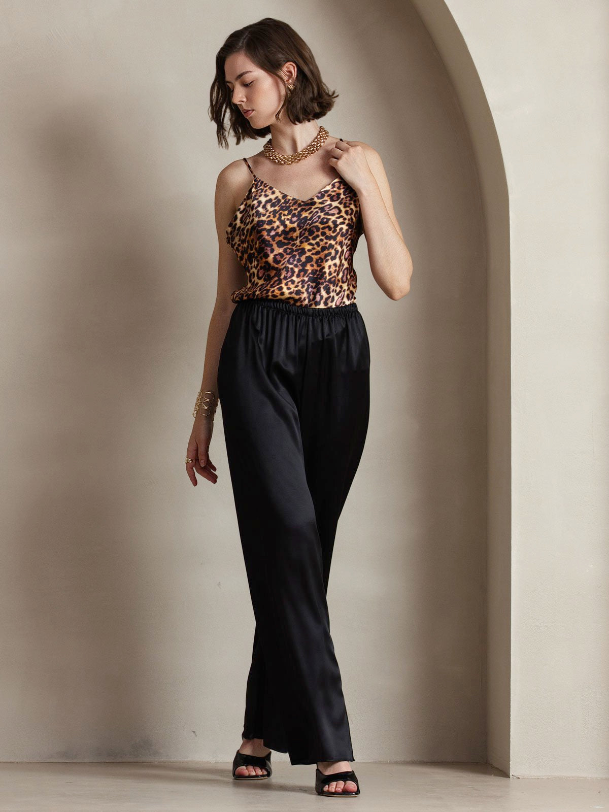 [Noir] SilkSilky-FR Femme Pantalons 001