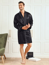 [Noir] SilkSilky-FR Long Sleeve Homme Peignoir 006