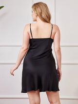 [Noir] SilkSilky-FR Fines Brides Col V Robes grande tailles 002
