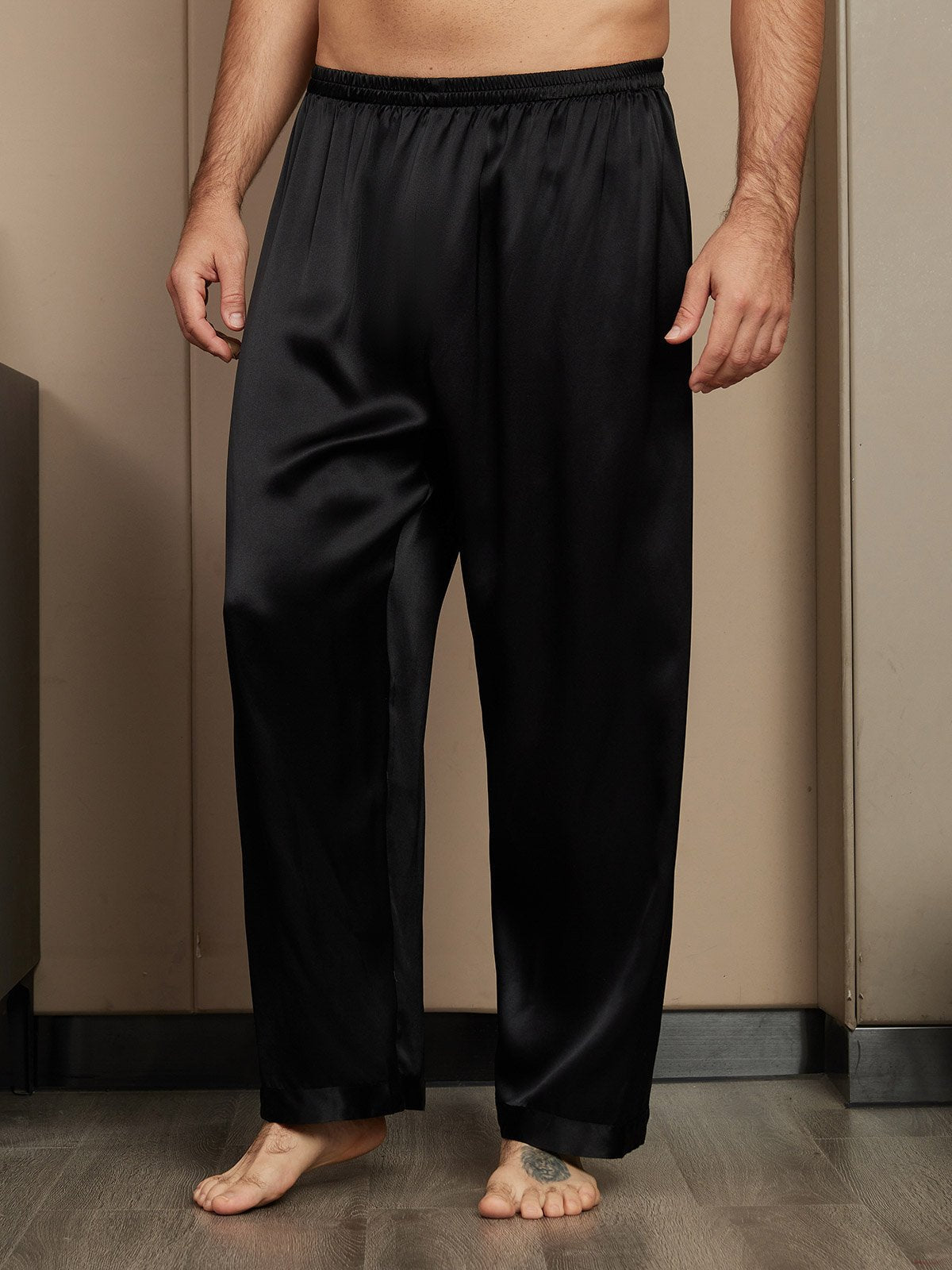 [Noir] SilkSilky-FR Mens Sleep Bottoms 001