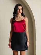 [Noir] SilkSilky-FR Pure Soie Skirt 001