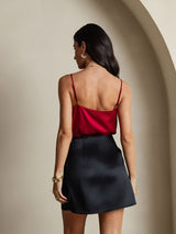 [Noir] SilkSilky-FR Pure Soie Skirt 002