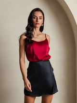 [Noir] SilkSilky-FR Pure Soie Skirt 003