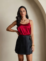 [Noir] SilkSilky-FR Pure Soie Skirt 004