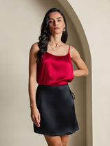 [Noir] SilkSilky-FR Pure Soie Skirt 005