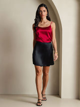 [Noir] SilkSilky-FR Pure Soie Skirt 007