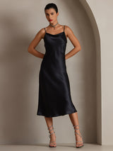 [Noir] SilkSilky-FR Fines Brides Col Bénitier Robes 001