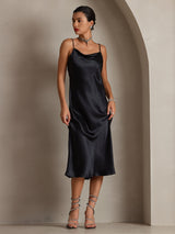 [Noir] SilkSilky-FR Fines Brides Col Bénitier Robes 003