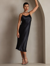 [Noir] SilkSilky-FR Fines Brides Col Bénitier Robes 005