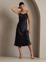 [Noir] SilkSilky-FR Fines Brides Col Bénitier Robes 006