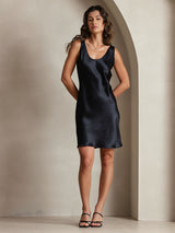 [Noir] SilkSilky-FR Sans manches Encolure Dégagée Robes 004