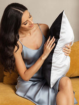 [Noir+Argent] SilkSilky-FR 19Momme Taies d'Oreiller 003