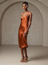 [Caramel] SilkSilky-FR Sleeveless V Neck Robes 006