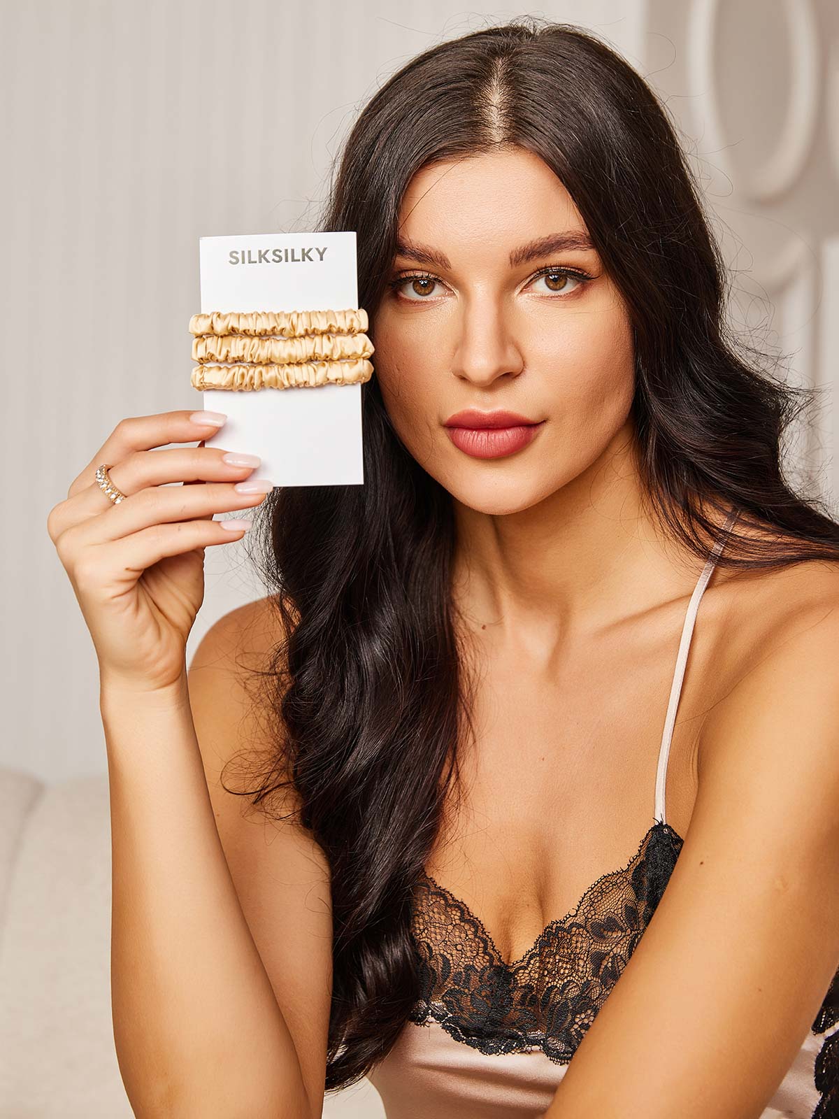 [Champagne] SilkSilky-FR 19Momme Scrunchie 001