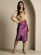 [Champagne] SilkSilky-FR Long Sleeve High Neck Blouse 008