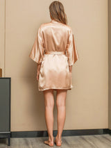 [Champagne] SilkSilky-FR Trois-quart Col V Peignoir&Robe de Chambre 003