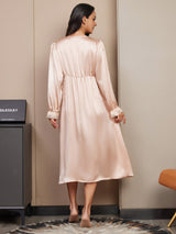 [Champagne] SilkSilky-FR Pure Soie Manches longues Nightgown 002