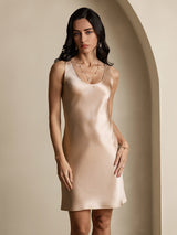 [Champagne] SilkSilky-FR Sans manches Encolure Dégagée Robes 001