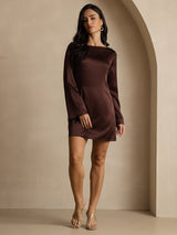 [Café] SilkSilky-FR Long Sleeve Boat Neck Robes 001