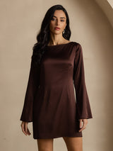 [Café] SilkSilky-FR Long Sleeve Boat Neck Robes 004