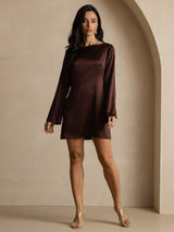 [Café] SilkSilky-FR Long Sleeve Boat Neck Robes 008