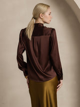 [Café] SilkSilky-FR 19Momme Manches longues À Nouer Blouse 002
