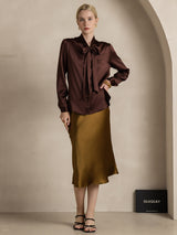 [Café] SilkSilky-FR 19Momme Manches longues À Nouer Blouse 006