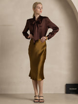 [Café] SilkSilky-FR 19Momme Manches longues À Nouer Blouse 007