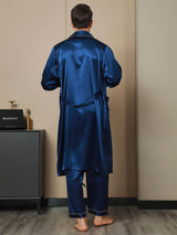 [Bleu Foncé] SilkSilky-FR 19Momme Pure Soie Manches longues Mens Robe 002