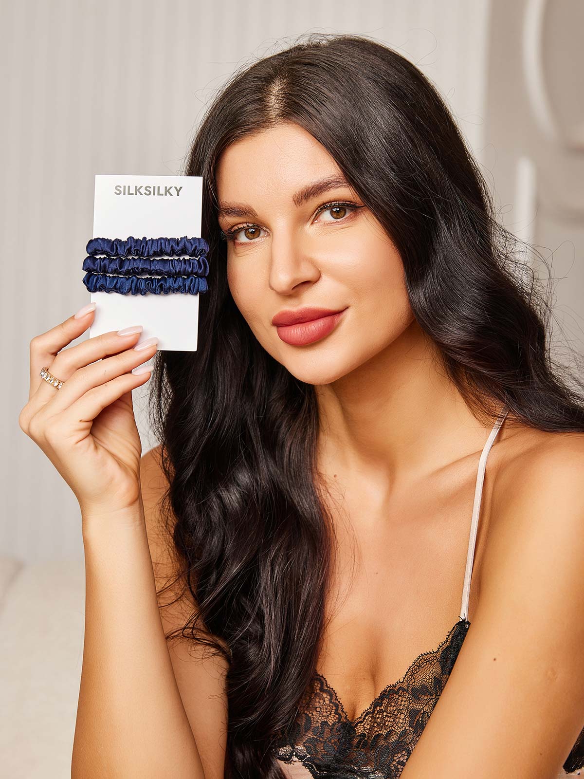 [Bleu Foncé] SilkSilky-FR 19Momme Scrunchie 001