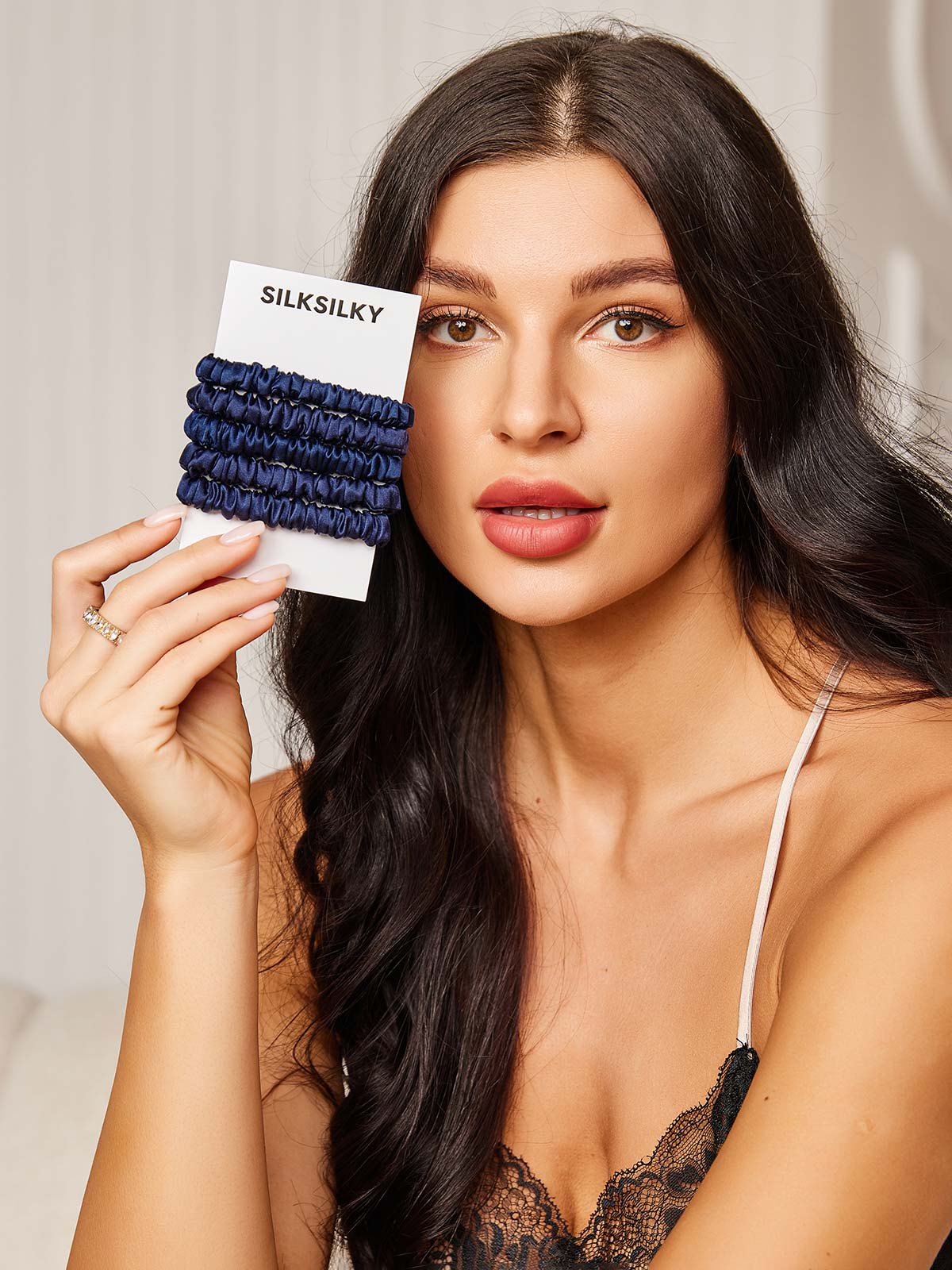[Bleu Foncé] SilkSilky-FR 19Momme Scrunchie 001
