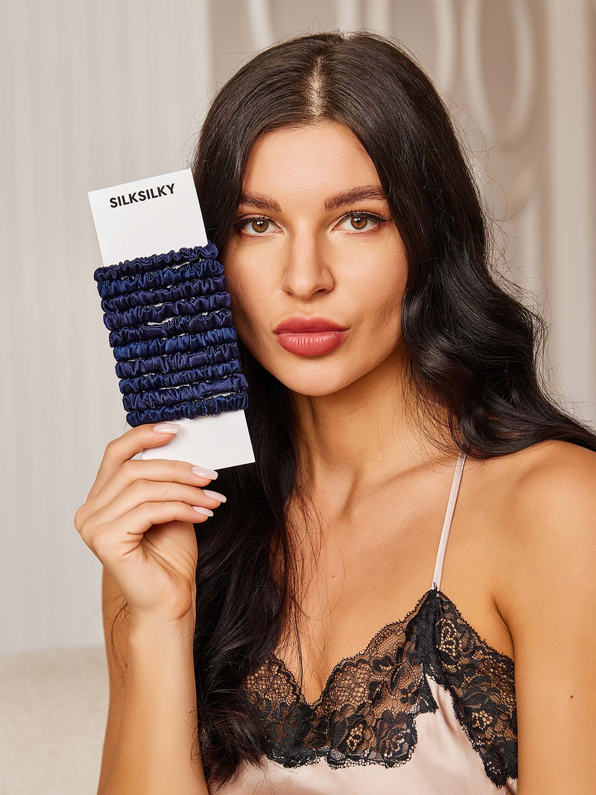 [Bleu Foncé] SilkSilky-FR 19Momme Scrunchie 002