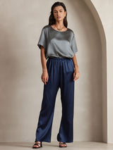 [Bleu Foncé] SilkSilky-FR Femme Pantalons 001