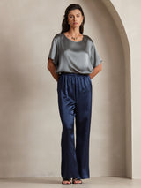 [Bleu Foncé] SilkSilky-FR Femme Pantalons 004