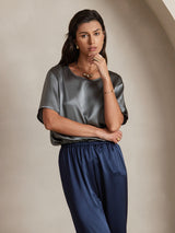 [Bleu Foncé] SilkSilky-FR Femme Pantalons 006