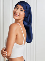 [Bleu Foncé] SilkSilky-FR Pure Soie Sleep Cap 004
