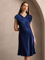 [Bleu Foncé] SilkSilky-FR Sans manches Robes 001