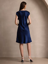 [Bleu Foncé] SilkSilky-FR Sans manches Robes 002