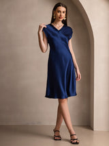 [Bleu Foncé] SilkSilky-FR Sans manches Robes 003