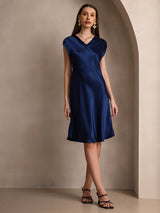 [Bleu Foncé] SilkSilky-FR Sans manches Robes 004