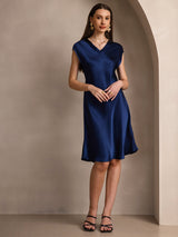 [Bleu Foncé] SilkSilky-FR Sans manches Robes 005